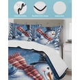 thumbnail image 3 of Quilts Queen Size Bedding Set, Christmas Snowman Reversible Summer Quilt 3 Pieces, Winter Xmas Trees Snowflakes Blue Lightweight Bedspreads Coverlets with 2 Pillow Shams for All Seasons, 3 of 5