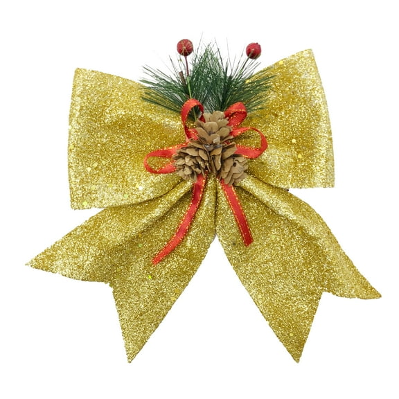 Allgala Christmas Decorative Bows for Wreath Garland Treetopper Christmas Tree (05" Med Gold 4-PK)-XBW93022