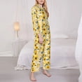 thumbnail image 3 of Yiaed Striped Sunflower Daisy Print Pajamas Women's Long Sleeve Sleepwear Soft Button Down Loungewear Pjs Lounge Set Nightwear Womens Pajama Pants-Large, 3 of 7