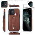 thumbnail image 3 of Dteck Card Slot Cover for iPhone 14 2022 Release, Durable PU Leather Surface Rugged PC Shell Strap Kickstand Drop Resistant Shockproof Luxury Fashion Case for iPhone 14 Brown, 3 of 18