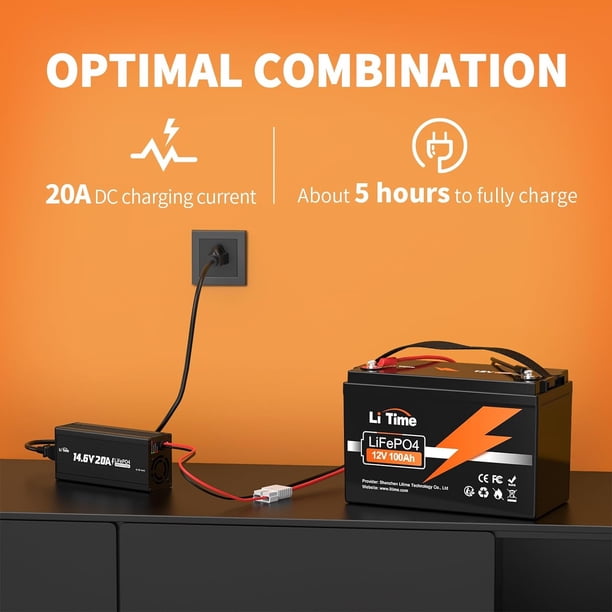 LiTime 12V 100Ah LiFePO4 Lithium Deep Cycle Battery 100A BMS