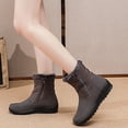 thumbnail image 5 of Bnwani Boots for Women Winter Fashion Pile Toe Flat Mid-Calf Ankle Fleece Warm Snow Boot Brown Size 6.5, 5 of 7