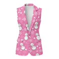 thumbnail image 2 of Uorisanigo Christmas Pink Snowman Women's Sleeveless Vest Blazer with Pockets Waistcoat Vest for Women V Neck Loose Blazer Vests Casual Outerwear Size 2XL, 2 of 7