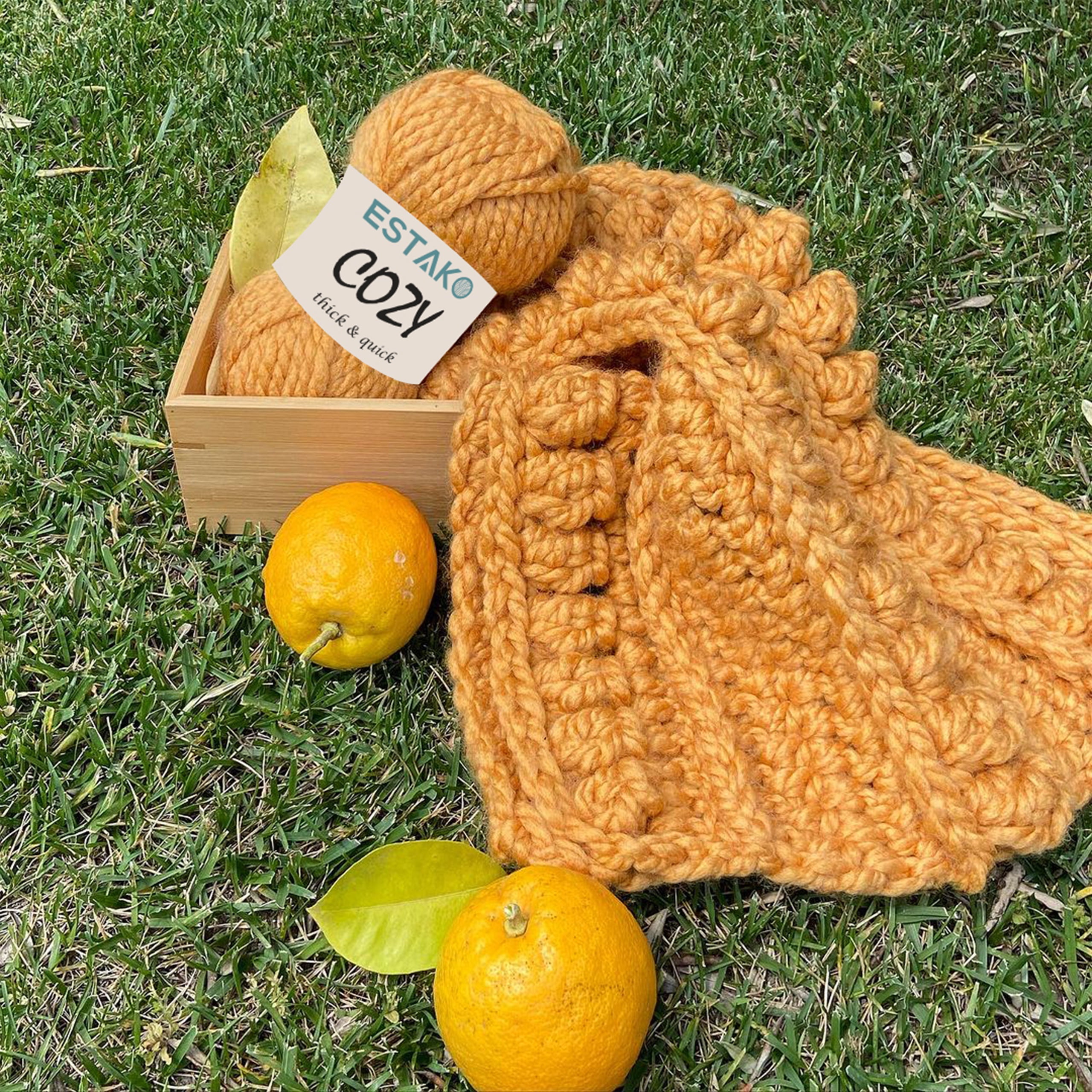 Estako Cozy Thick & Quick Yarn, 3 Skeins, Super Bulky Weight 6, 80% Acrylic 20% Wool, 55132-Night Blue