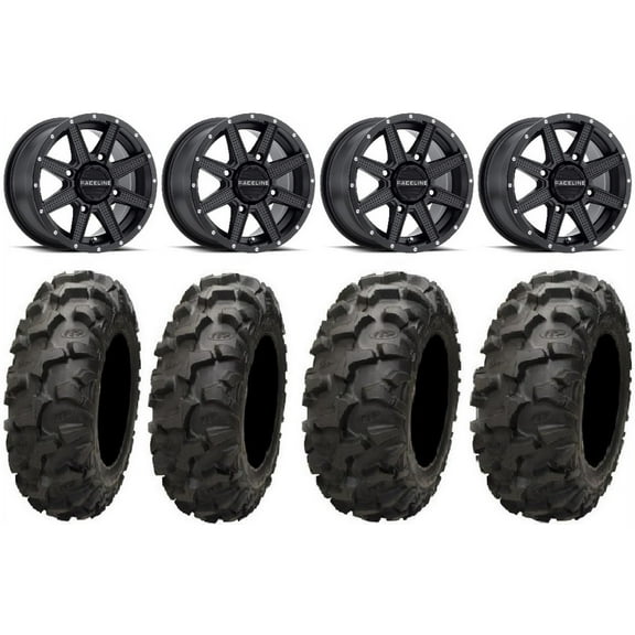 Raceline Hostage 14" Black Wheels 28" Blackwater Tires Can-Am Maverick X3 / Honda Pioneer 1000 / Talon