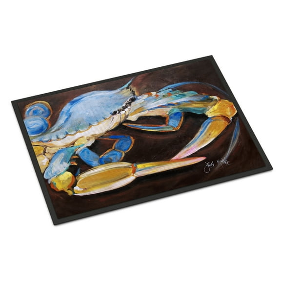 Carolines Treasures JMK1090MAT Blue Crab Door Mat Indoor Rug or Outdoor Welcome Mat 18x27 Doormat  18H X 27W multicolor
