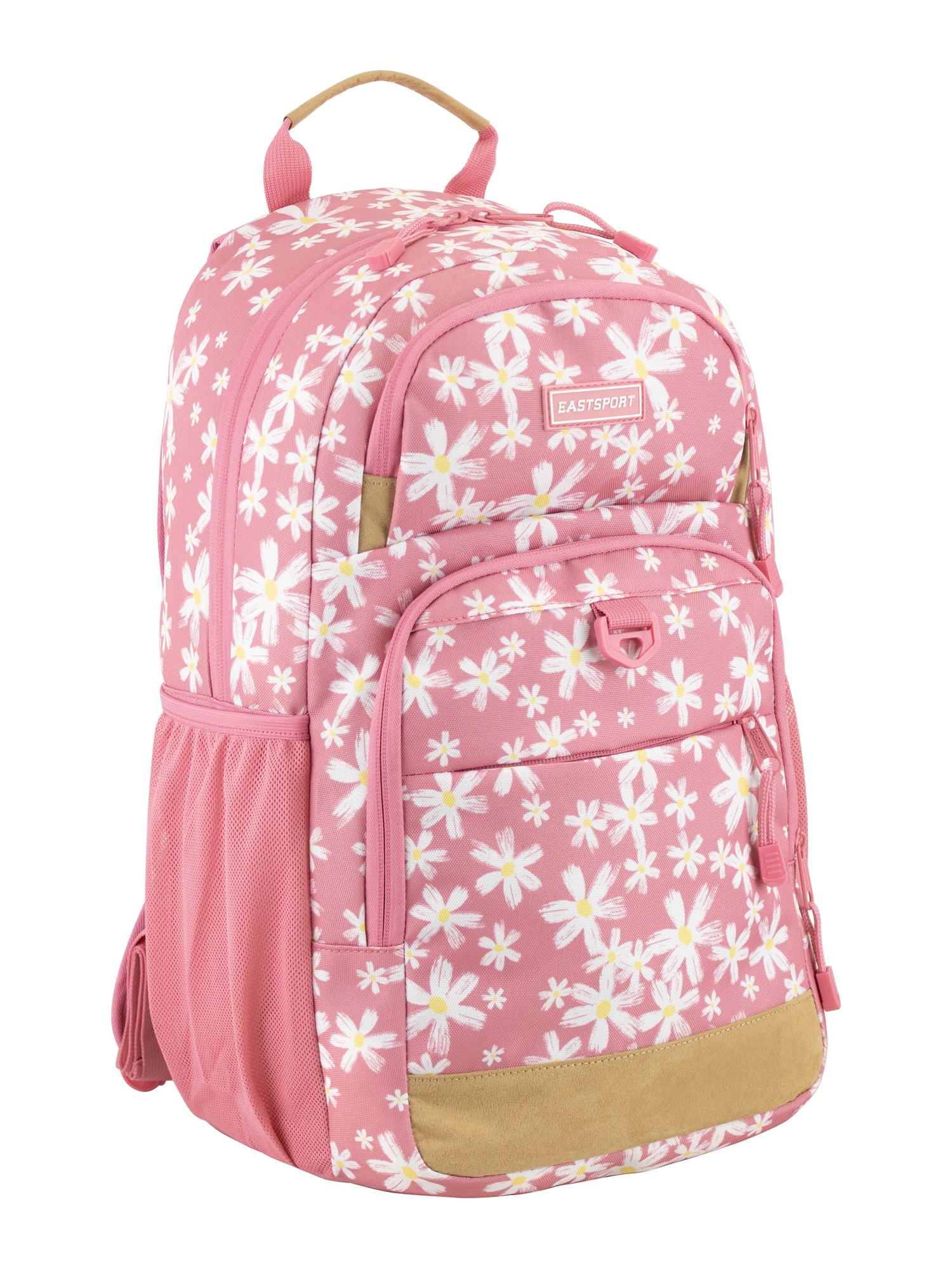 Mochila unisex de 19" Aero Core, rosa con margaritas tradicionales 4