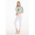 thumbnail image 3 of Women's Hawaiian Tie Front Crop Top Aloha Shirt in Wispy Cereus Light Blue S, 3 of 5