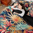 thumbnail image 4 of Homewish Colorful Monstera Leaf 7 Pieces Bedding Comforter Set,Tropical Botanical Plam Full Bedding Set,Rustic Leaves Fitted Sheet Flat Sheet For Teens,Breathable Home Decor Reversible, 4 of 8