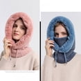 thumbnail image 3 of Xiao Hua Gorro de peluche, bufanda, máscara, cordón, invierno, cálido, de punto, con capucha, para exteriores, rosa, 1 pieza, 3 of 5