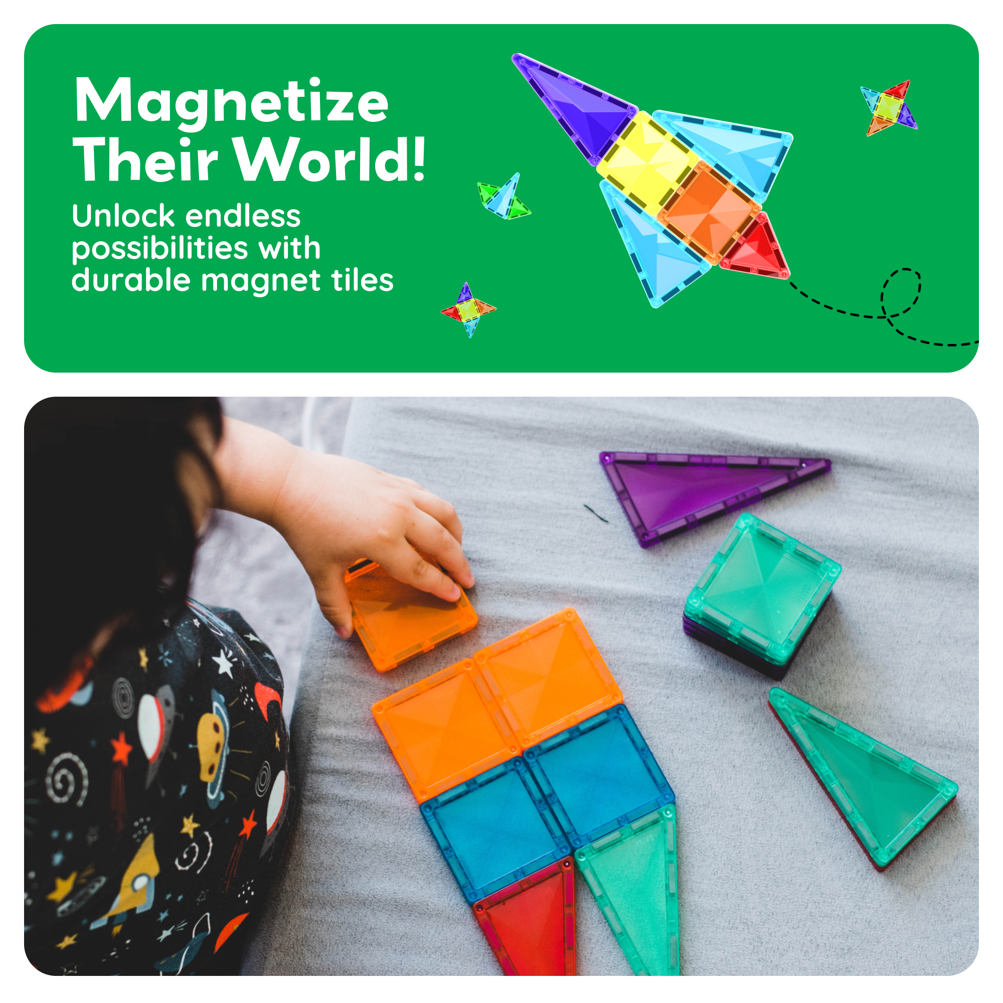 PicassoTiles Mini Magnetic Tiles Diamond Set, 61 Pieces photo 6