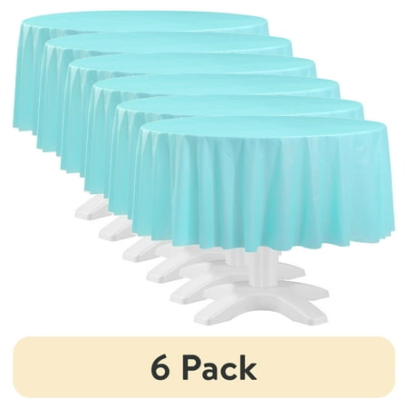 (6 pack) Round 84 Light Blue Plastic Table Cover by Way To Celebrate