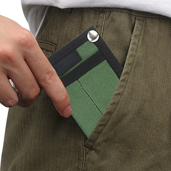 Vintage Button Wallet - Lightweight Travel Wallet with Multi Card Slots & Bill Compartment, Compact 4.53x2.95x0.39in, Durable Canvas Organizer for Men & Women, Secure Closure, Easy Carry