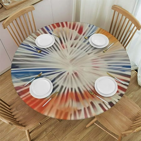 

HAOXIT Round Tablecloth - Colorful Flowers Table Cloth Spring Summer Wildflower Table Cover for Home Kitchen Dining Room Outdoor Party Picnic 31-35