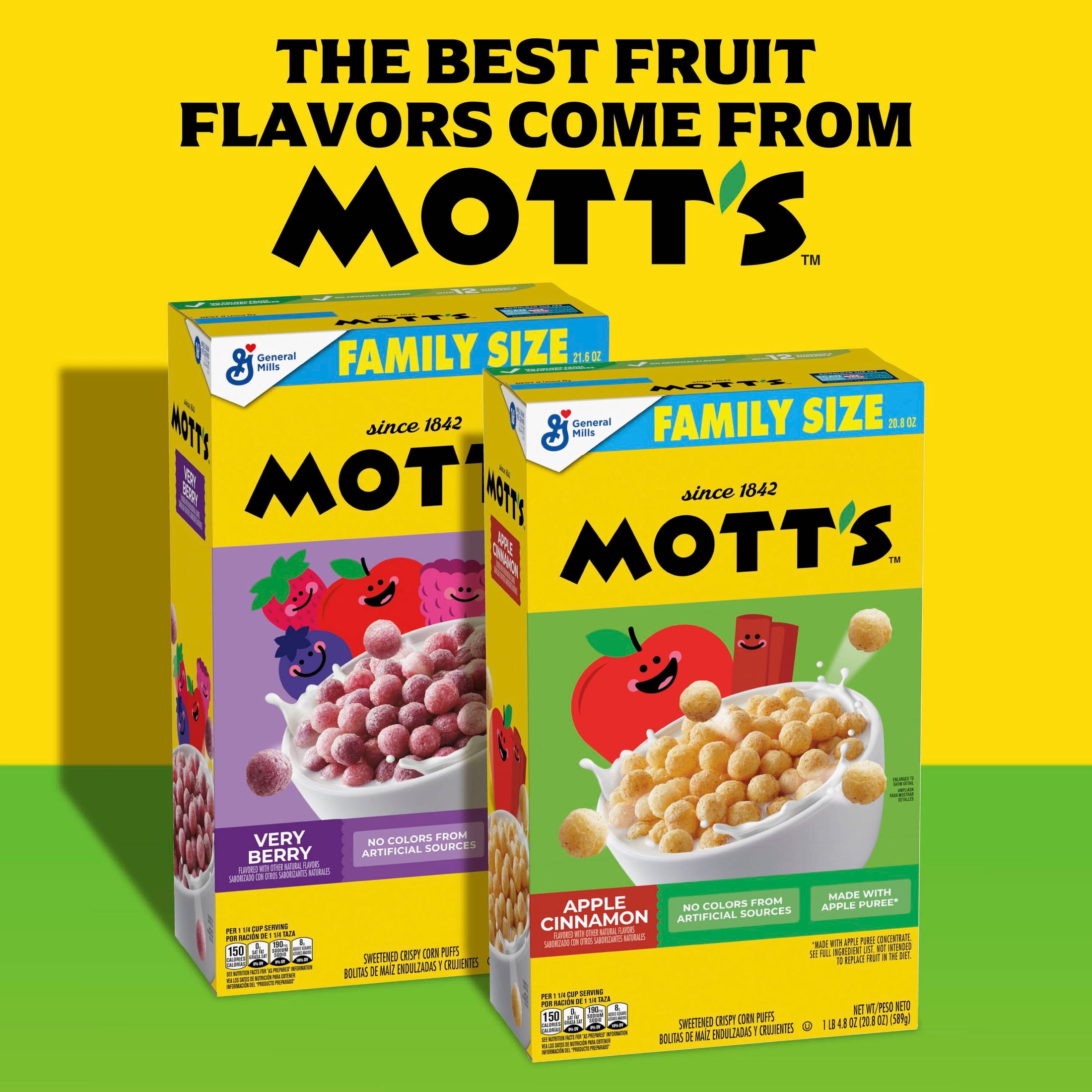 Mott's Apple Cinnamon Cereal, Made with Apple Puree, Whole Grain, Family Size, 20.8 oz