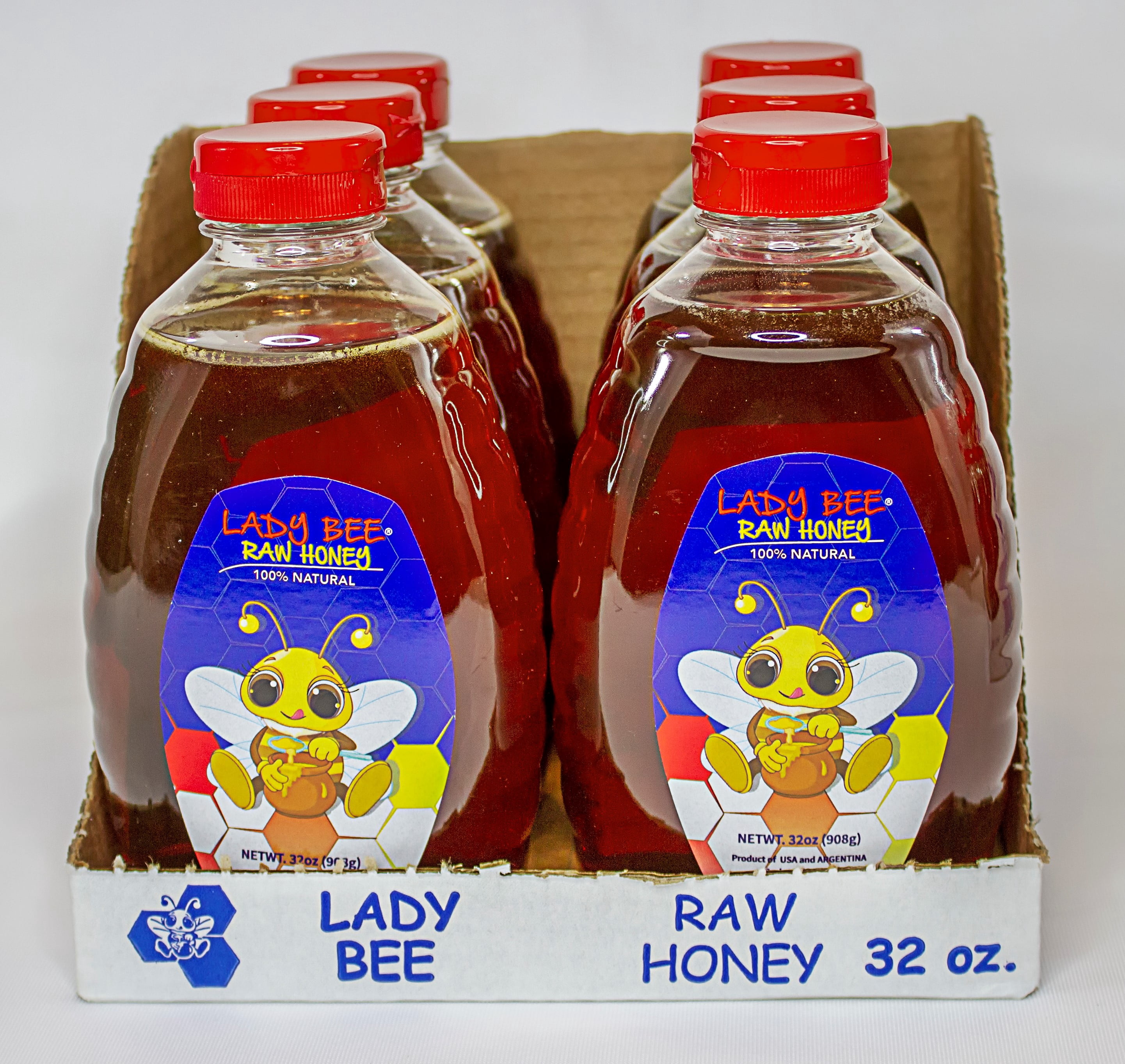 (3 pack) Lady Bee Natural Honey, 32 oz Bottle
