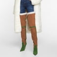 thumbnail image 4 of YDN Women Pointed Toe Two Tone Thigh High Boots Pull On Buckle Stiletto High Heels Winter Dressy Party Long Boots Size 16 Green Brown, 4 of 4