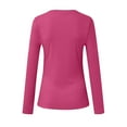 thumbnail image 5 of idosla Long Sleeve Shirts for Women V Neck Ribbed Knit Fitted Fall Basic Tshirts Going Out Tops 2025 Casual Trendy Clothes (Hot Pink, L), 5 of 5