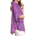 thumbnail image 4 of Sakkas Cleeo Long Wide Tie Dye Lace Embroidered Sequin Poncho Blouse Top Cover Up - Purple - One Size, 4 of 5