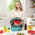 thumbnail image 5 of OPUX Lunch Box For Men Women, Insulated Large Lunch Bag Adult Work, Double Decker Lunchbox Meal Prep Dual Compartment Leakproof Lunch Cooler, Soft Lunch Tote Boys Girls Kids School, Aqua Turquoise, 5 of 10
