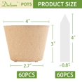 thumbnail image 2 of Macetas de turba Dalzom de 4 pulgadas y 60 unidades con etiquetas para plantas biodegradables, 2 of 7