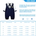 thumbnail image 2 of TTAO Baby Boys Preppy Style Gentleman Bowtie Romper Long Sleeve Formal Bodysuit for Birthday Party Navy Blue 90, 2 of 7