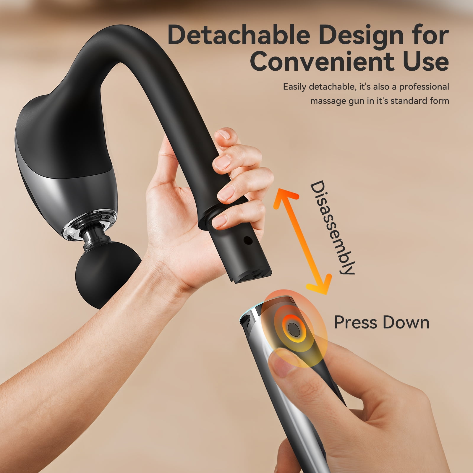 7-Shaped Back Massage Gun, Detachable Percussion Massager for Self Care, Professional Quiet Electric, Fitness Recovery Gift Set