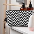 thumbnail image 7 of Black White Lattice Print Travel Handbag Leather Purse Organizer Tidy Bag Purse Toiletry Clutch For Women, 7 of 7