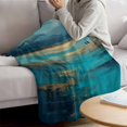 thumbnail image 3 of Teal Golden Oil Painting Blanket Soft Cozy Warm Throw Blanket for Couch, Plush Fuzzy Flannel Fleece Blankets for Sofa, Modern Art Retro Abstract Bed Blankets Lightweight Gifts for Women, 50"x60", 3 of 9
