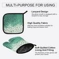 thumbnail image 3 of Yayeee Oven Mitts and Pot Holder Set of 2 Heat Resistant Kitchen Gloves Baking Hot Pad, Green and White Pattern, 3 of 5