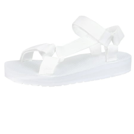 

SNJ Kids Open Toe Slide Flat EVA Foam Hook and Loop Ankle Strap Sandal (Toddler To Big Kid)
