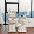 thumbnail image 2 of 2/3/4-Tier Rolling Laundry Cart with Removable Baskets, White Space-Saving Organizer with Wheels for Bathroom & Bedroom, Ventilated Multifunctional Hamper, 2 of 7