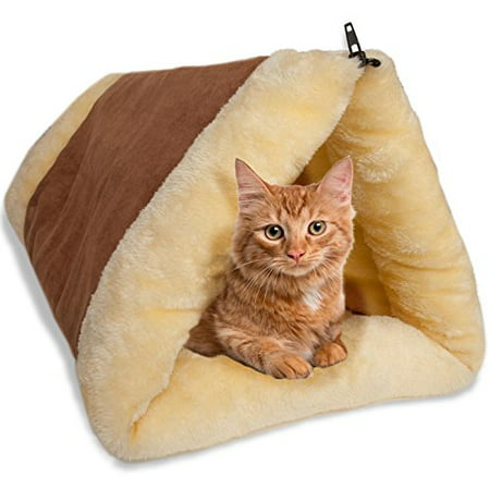 OxGord 2-in-1 Cat Pet Bed Tunnel Fleece Tube Indoor Cushion Mat Pyramid Pad For Dog Puppy Kitten Kitty Kennel Crate Cage Shack (Best Bedding For Puppy Crate)