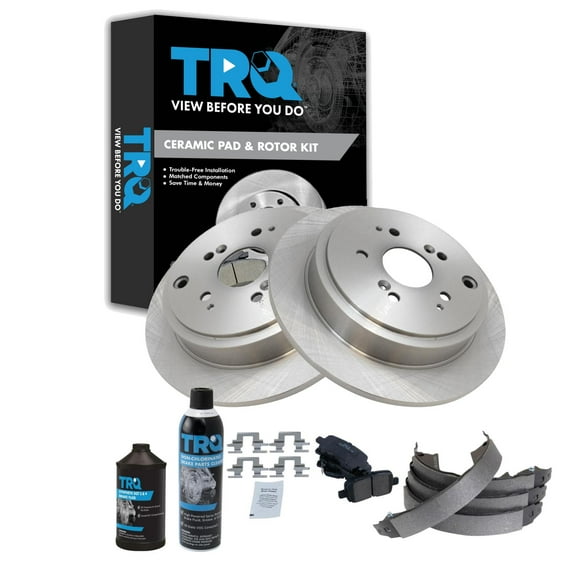 TRQ Rear Brake Pad & Rotor Kit BKA34905 Fits Select 2003-2008 Honda Pilot