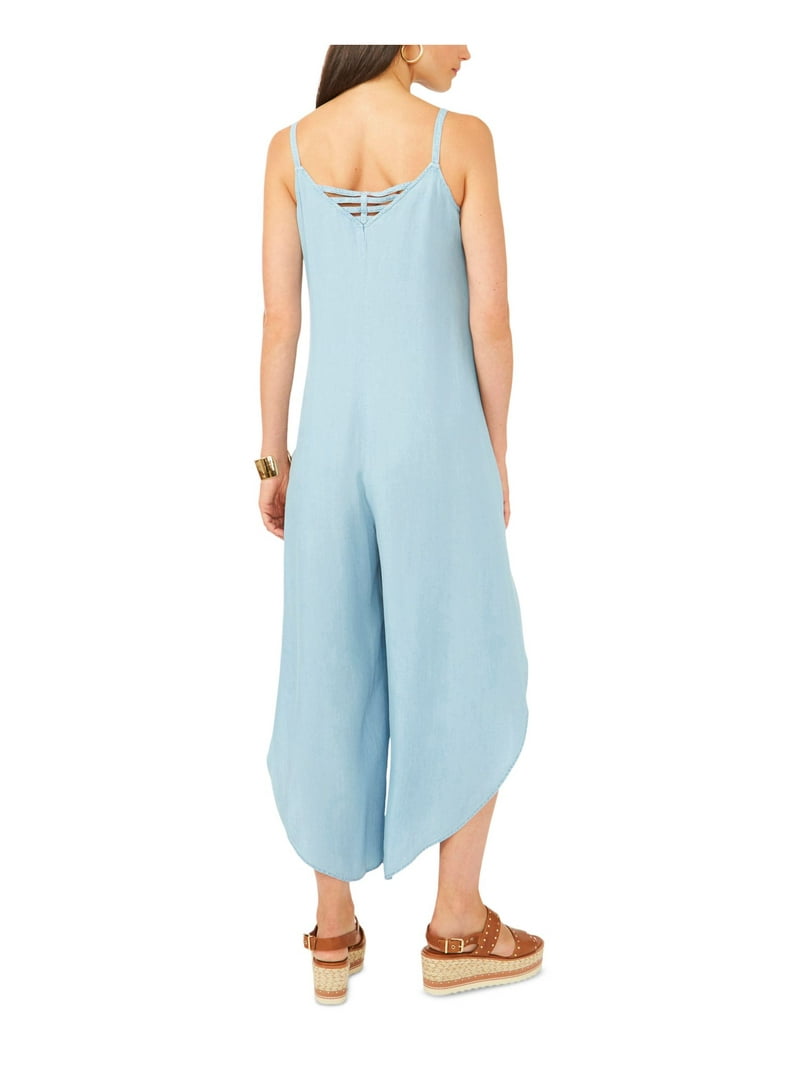 VINCE CAMUTO Womens Light Blue Zippered Asymmetrical Hem