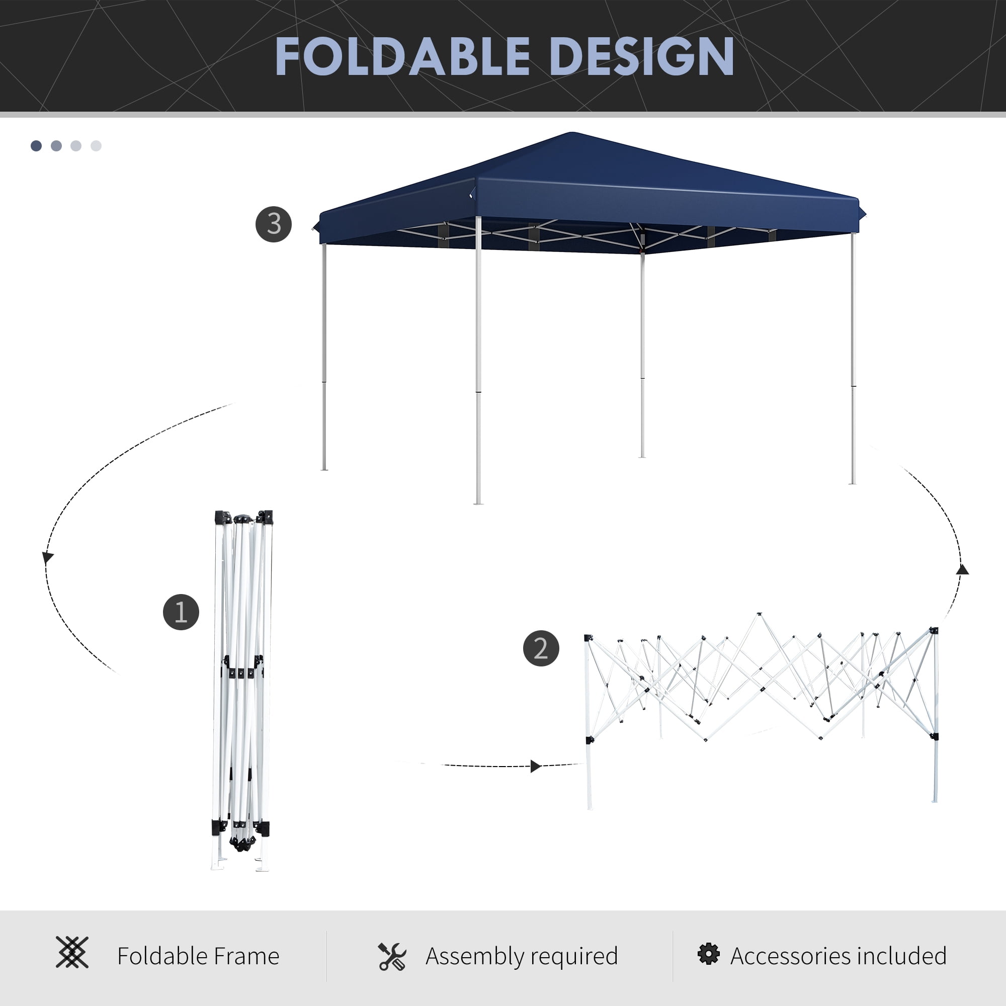 Outsunny 13" x 13" Dark Blue Pop Up Instant Outdoor Canopy, Height Adjustable