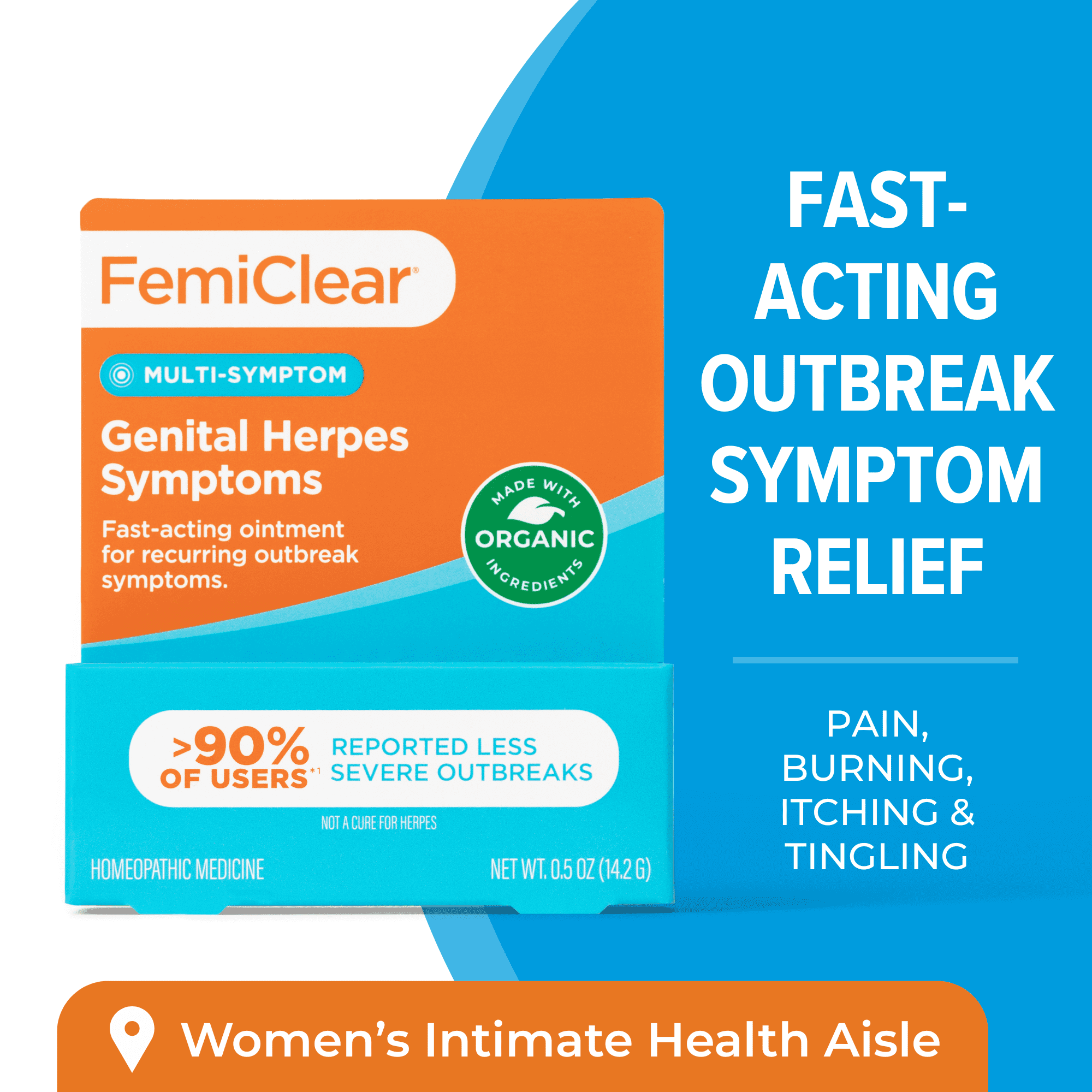 (2 pack) FemiClear Genital Herpes Multi-Symptom Relief Ointment, 0.5 oz
