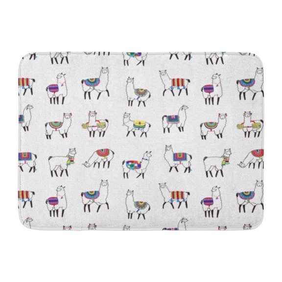 SIDONKU Llama Lama Pattern Doodle Child Peru Alpaca Abstract Doormat Floor Rug Bath Mat 23.6x15.7 inch