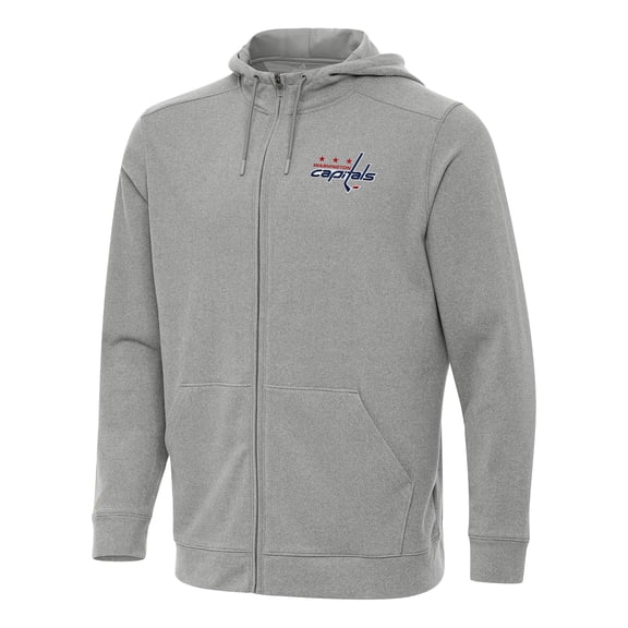 Men's Antigua Heather Gray Washington Capitals Effortless Full-Zip Hoodie Jacket