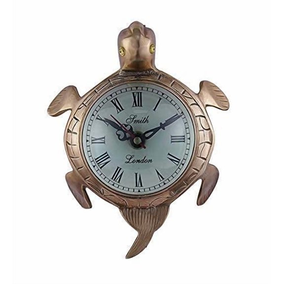 A Copper Roman Hanging Wall Clock in The Style of an Antique Turtle Clock, Royal Victorian Home Décor