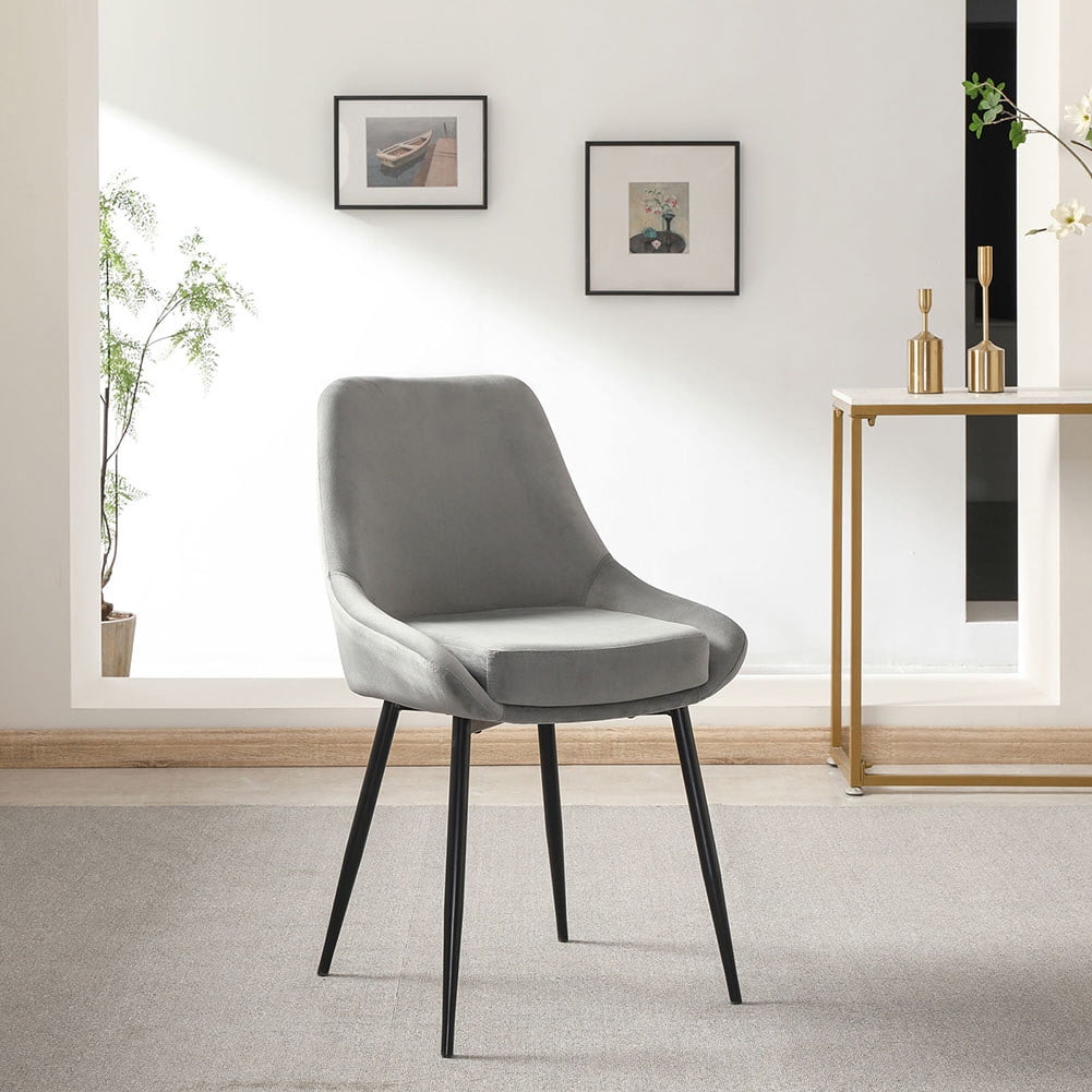 Kepooman Dining Chairs, Mid Century Modern Kitchen Velvet Upholstered Accent Leisure Chairs, Set of 2, Grey Kepooman Dining Chairs, Mid Century Modern Kitchen Velvet Upholstered Accent Leisure Chairs, Set of 2, Grey