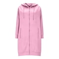 thumbnail image 5 of Hilenly Womens Long Zip Up Hoodies Tunic Sweatshirt Dress Comfortable Fall Jacket with Pockets, 5 of 10