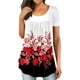 thumbnail image 2 of Camiseta de mujer con estampado floral, manga corta, cuello redondo, blusa plisada, tipo 1, XL Jumpingount AP002482-03, 2 of 4