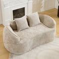 thumbnail image 2 of Timbernest 66" Chenille Curved Sofa, Boneless 2 Seater Cloud Sofa for Small Spaces, Light Khaki, 2 of 12