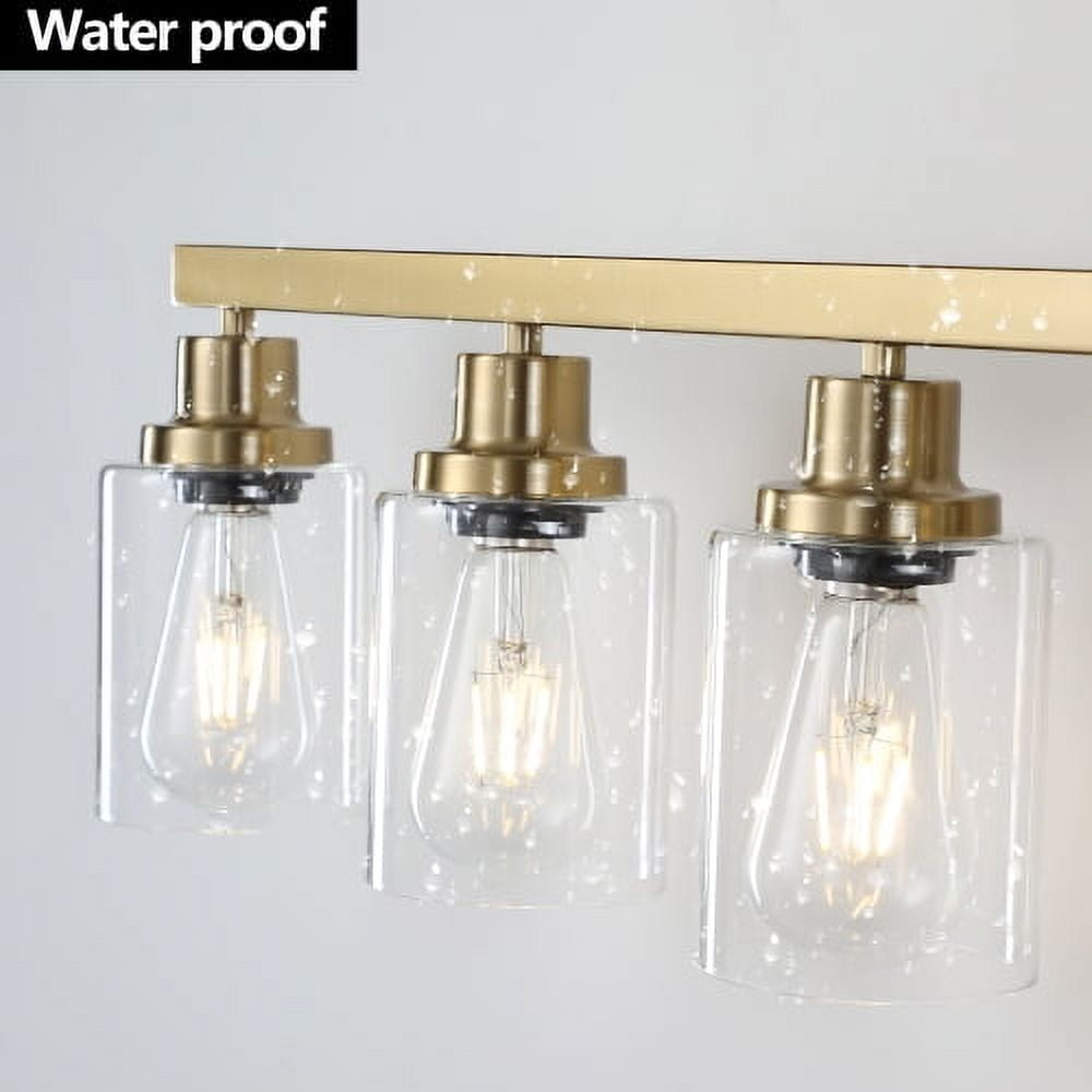 Hi-LIGHTS,Modern 8-Lights Vanity Bathroom Mirror Light with Clear Glass Shades(Bulbs Not Included),Contemporary Wall Sconce for Bathroom,Dressing Room,Bedroom,Living Room(Golden)