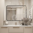 thumbnail image 2 of JIOABL 40"x 30" Shatterproof Bathroom Mirror with Black Metal Frame - Tempered Glass, 2 Sided，Anti-Rust for Vanity Wall Decor, 2 of 9
