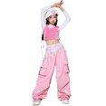 thumbnail image 2 of DHFJKG Glitter Cargo Pants For Girls Hip Hop Sequins Multi Pockets Performance Glossy Stage Street Jazz Pants Kids Teens Carnival Trendy Trousers, 2 of 6