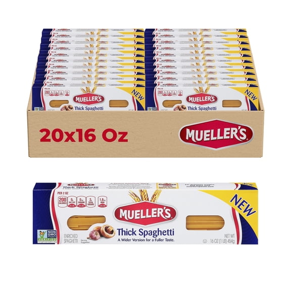 Mueller's Thick Spaghetti (20-Pack, 16 oz) â€“ Hearty spaghetti for bold sauces & rich Italian-inspired meals.