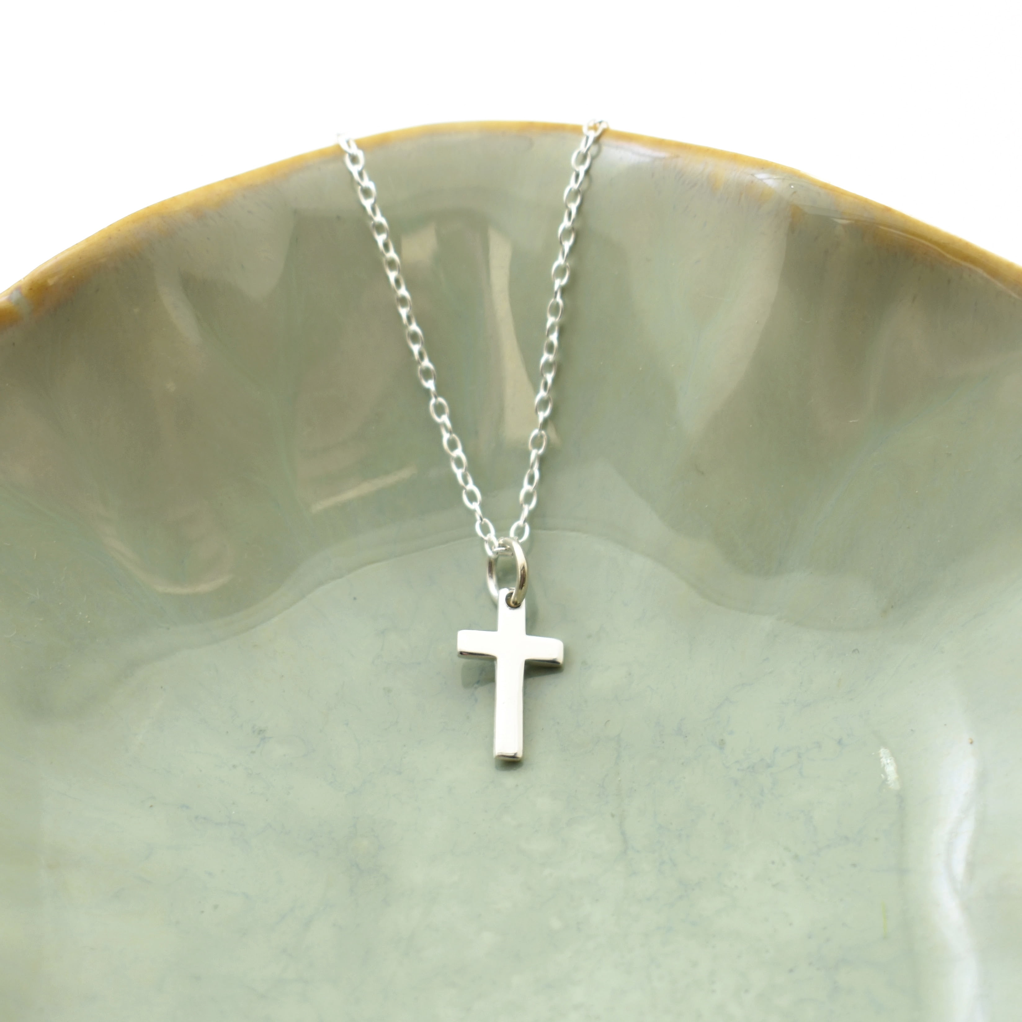 Tiny Cross Necklace in Sterling Silver. Women's Jewelry. Christian Gifts. Baptism Gift. First Communion Gift. Easter Gift.