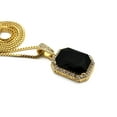 thumbnail image 4 of Rhinestone Studded Colored Gemstone Pendant w/ 2mm 24" Box Chain Necklace, Gold-Tone/Black Stone, 4 of 4